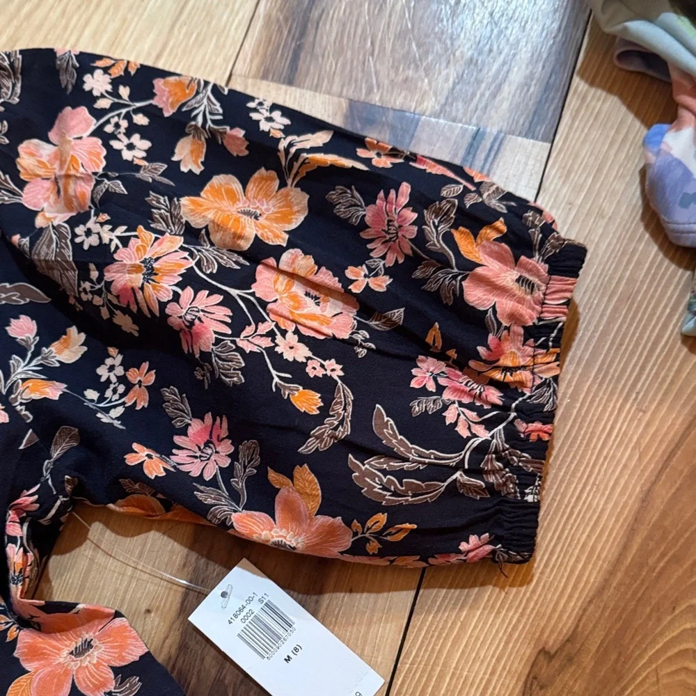 Old Navy Black and Orange Floral Kids Dress